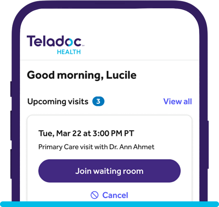 Screenshot of Teladoc Health app