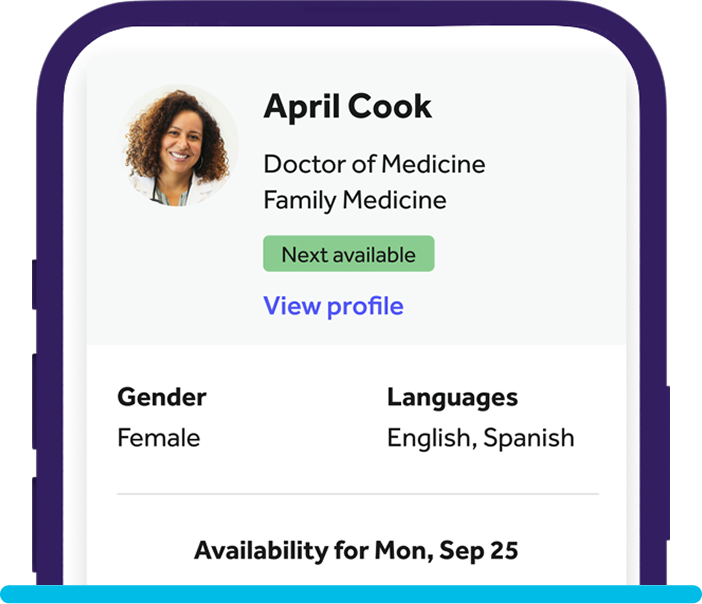 Screenshot of Teladoc Health app