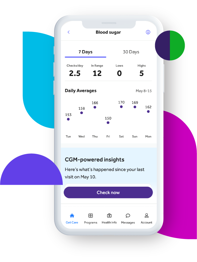 Phone with the Teladoc app on showing blood sugar results