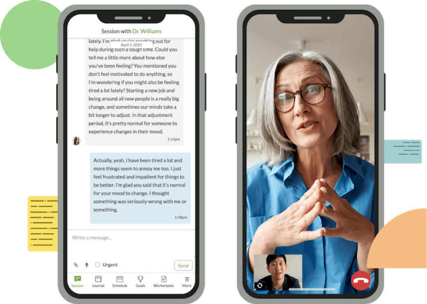 BetterHelp virtual visit on the phone app
