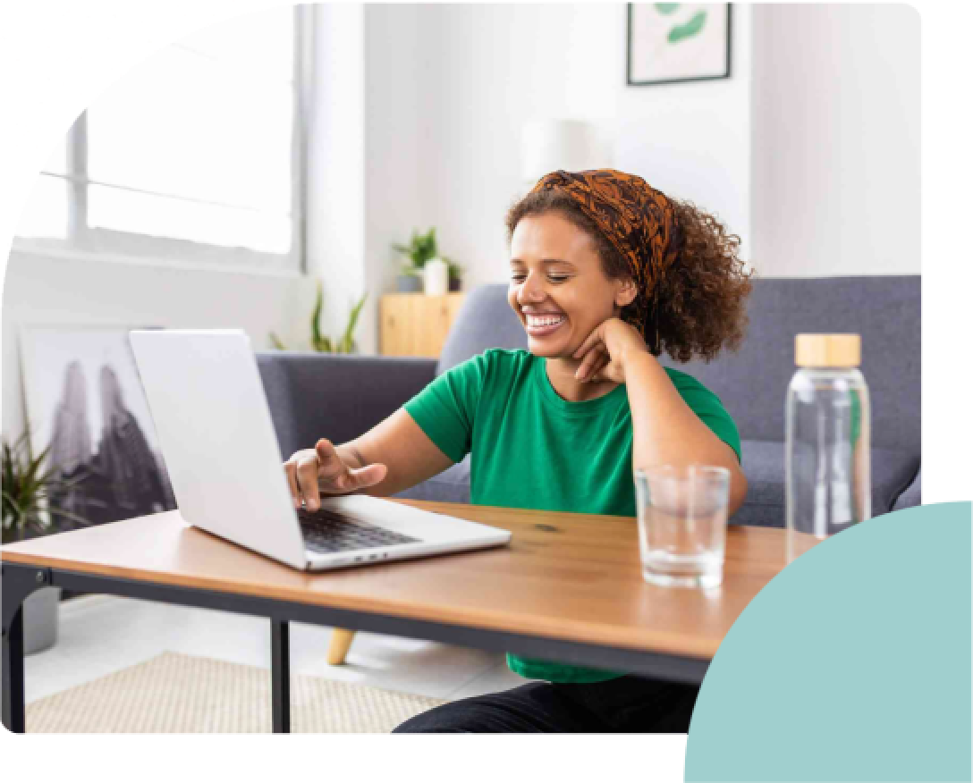 Woman working on her laptop