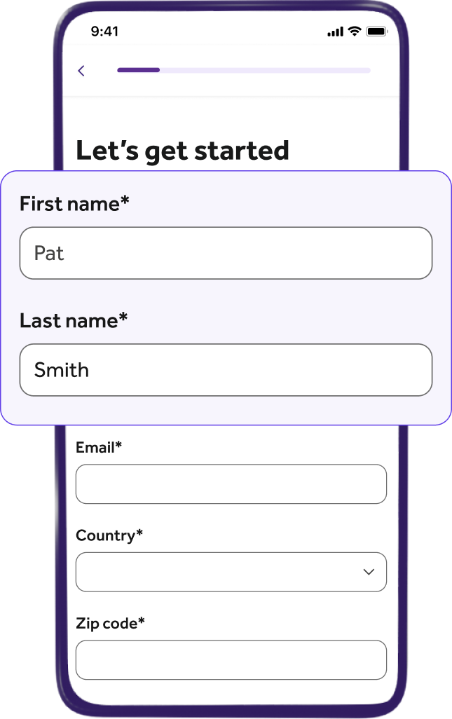 Phone screen showing registration on the Teladoc Health app
