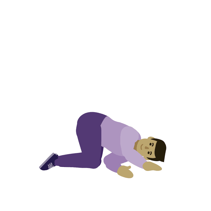  Ilustración de un hombre haciendo un ejercicio o estiramiento en el suelo, apoyado de lado con una pierna flexionada.